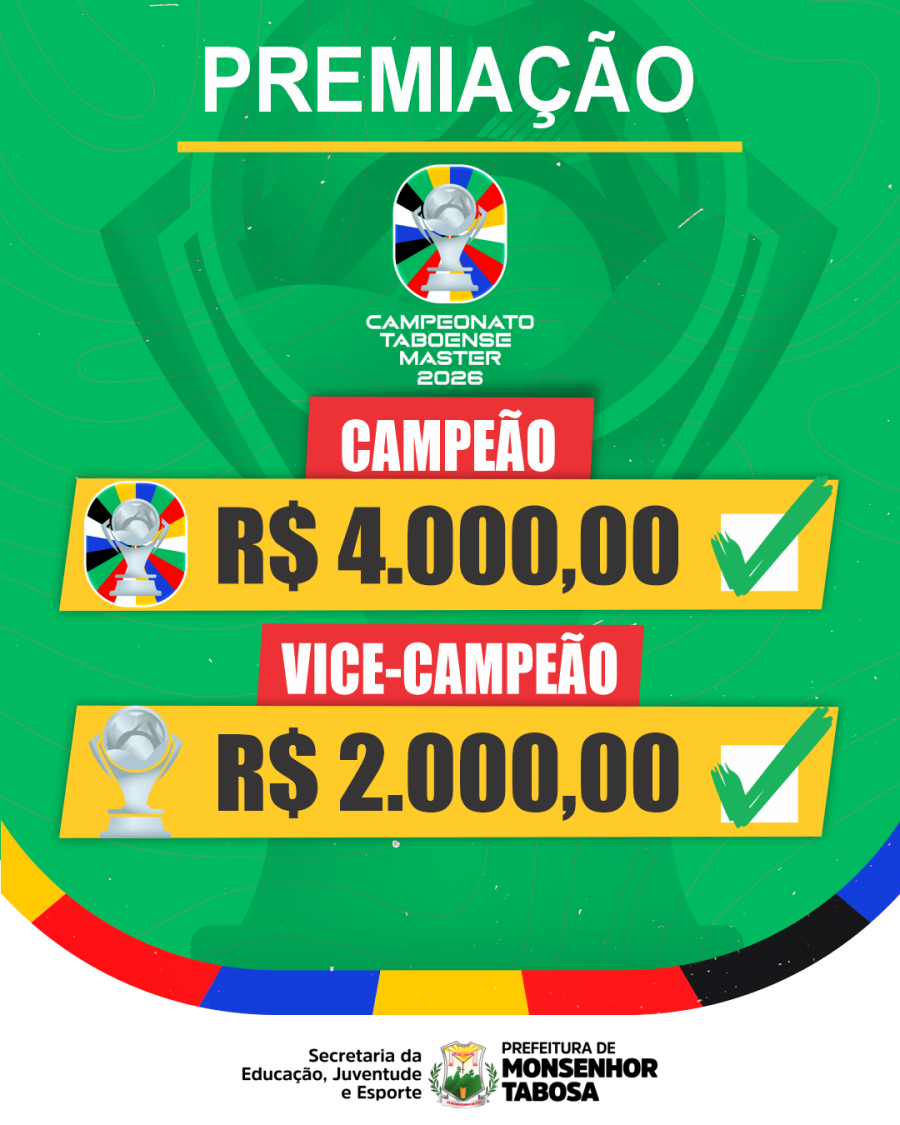 Campeonato Taboense Master 2026 terá premiação de R$ 6 mil